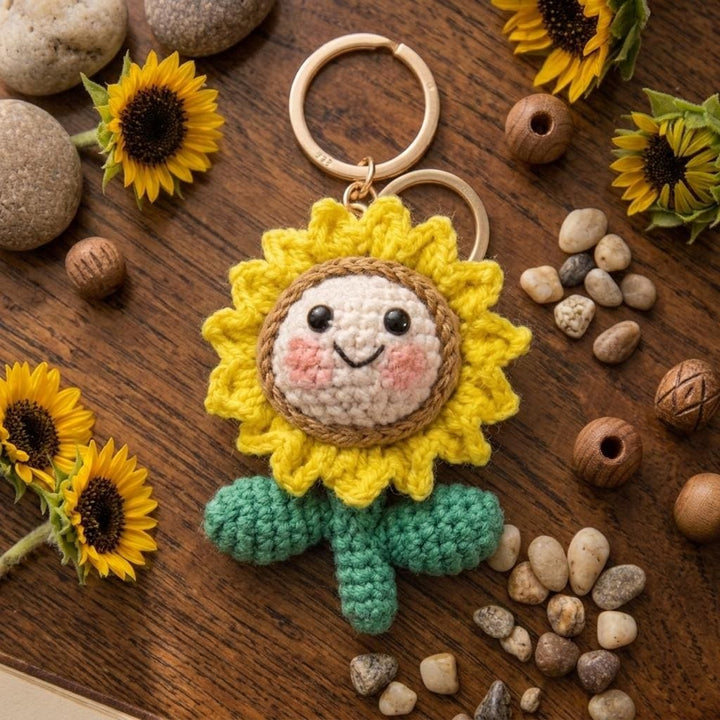Crochet Sunflower Keychain - view 1