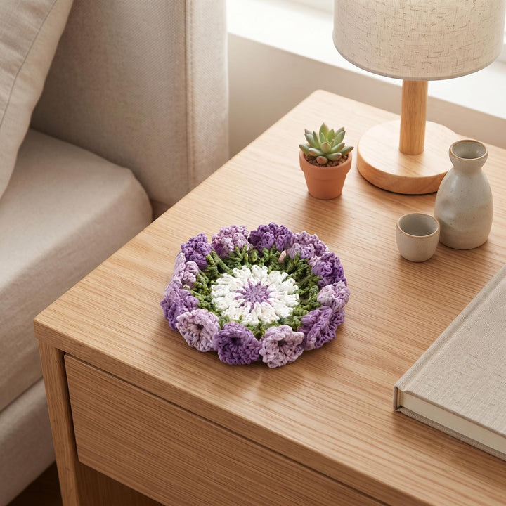 Crochet Rose Bouquet Coaster Set - view 1