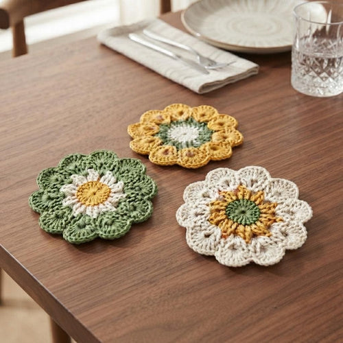 Crochet Flower Coaster - view 1
