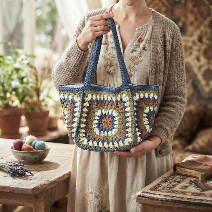 Granny Square Crochet Shoulder Bag - view 1