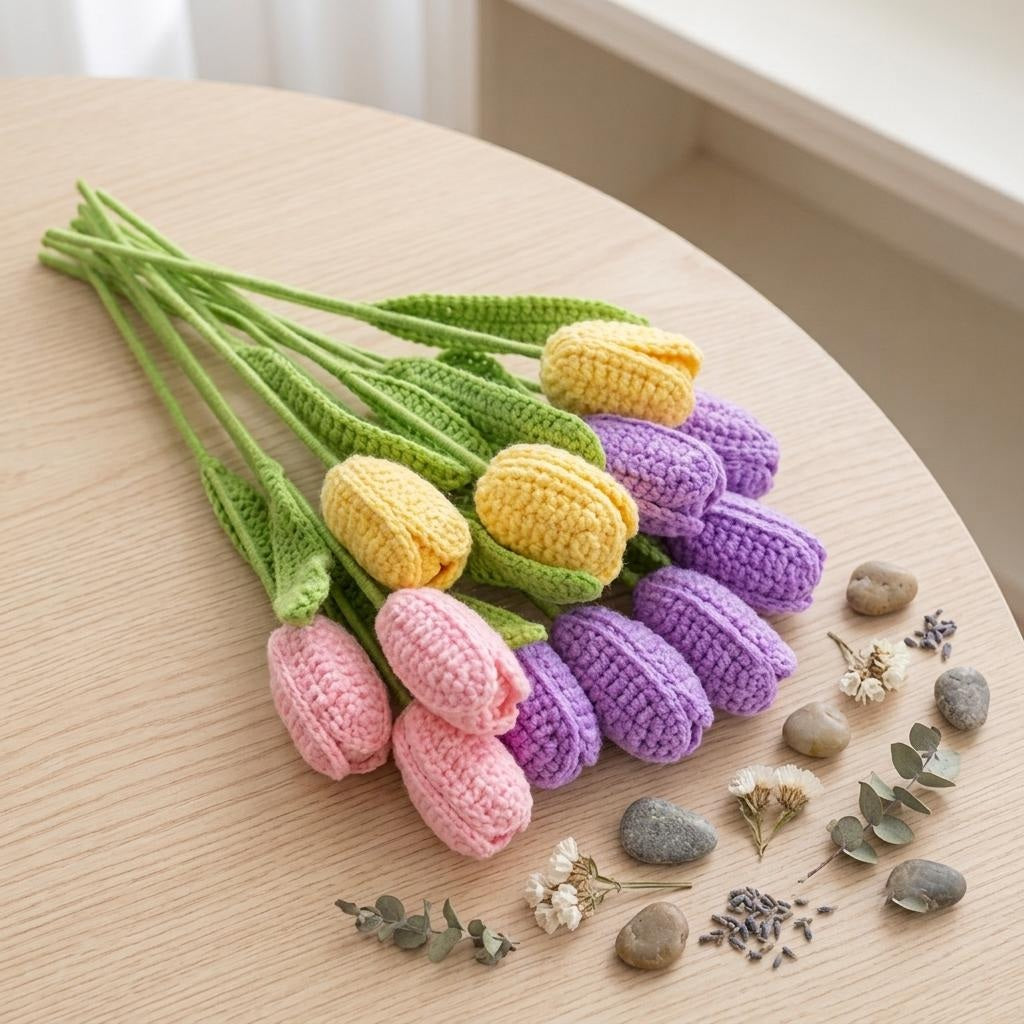 Crochet flower arrangement